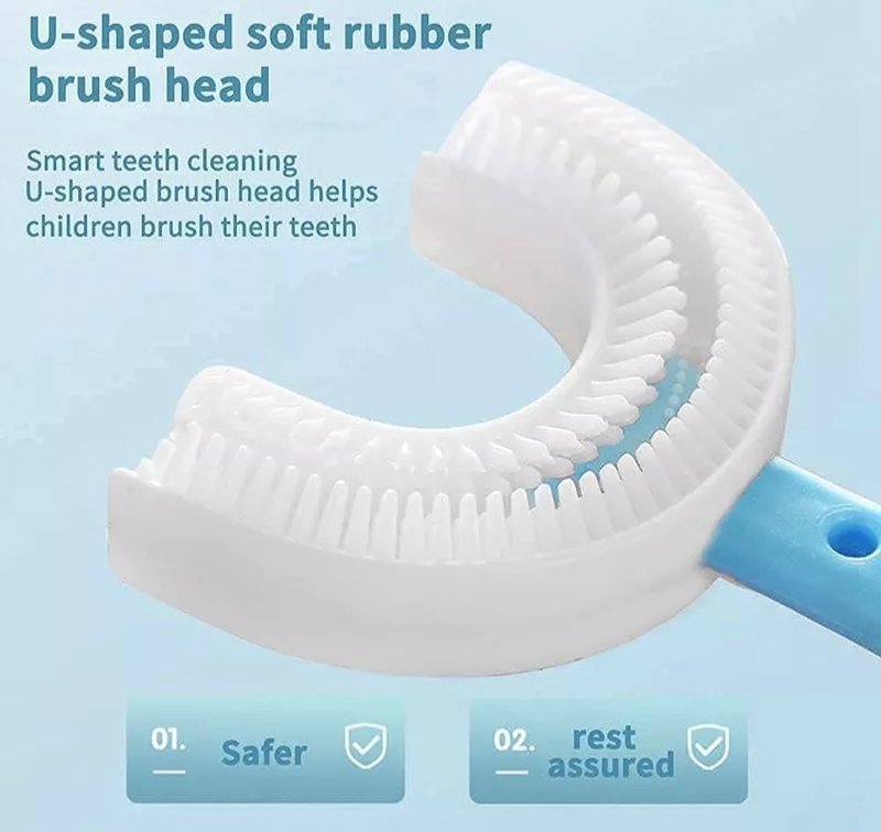 High Quality Baby Tooth Brush, Soft Teeth Brush For Kids, Silicone Baby 360° U Shape Tooth Brush (4)