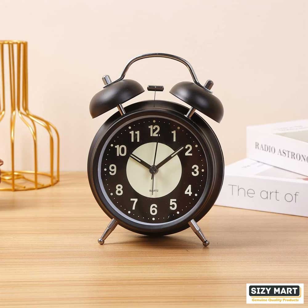 Super Loud Alarm Clock Silent Non-Ticking for Heavy Sleepers, Retro Twin Bell Alarm Clock with Backlight for Bedside for HomeSchoolOffice Black (11)