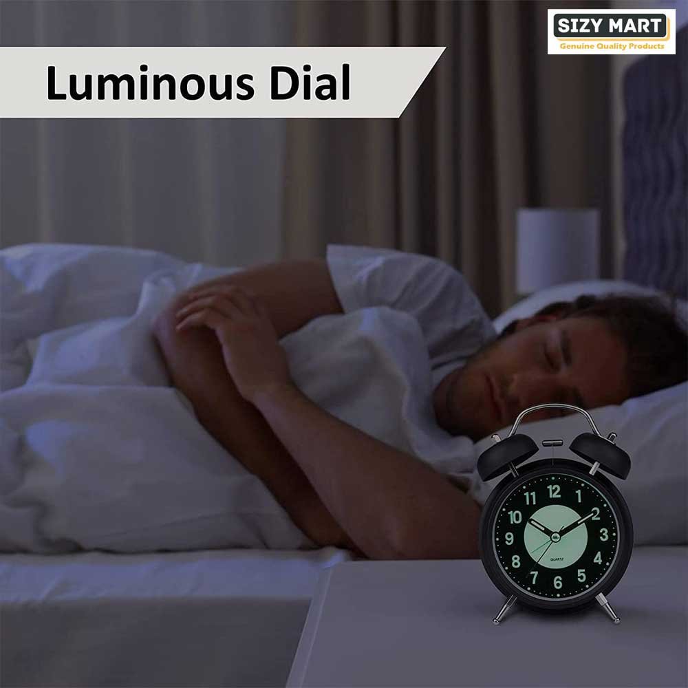 Super Loud Alarm Clock Silent Non-Ticking for Heavy Sleepers, Retro Twin Bell Alarm Clock with Backlight for Bedside for HomeSchoolOffice Black (3)