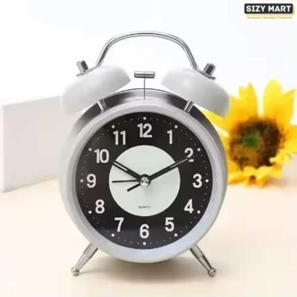 Super Loud Alarm Clock Silent Non-Ticking for Heavy Sleepers, Retro Twin Bell Alarm Clock with Backlight for Bedside for HomeSchoolOffice Black