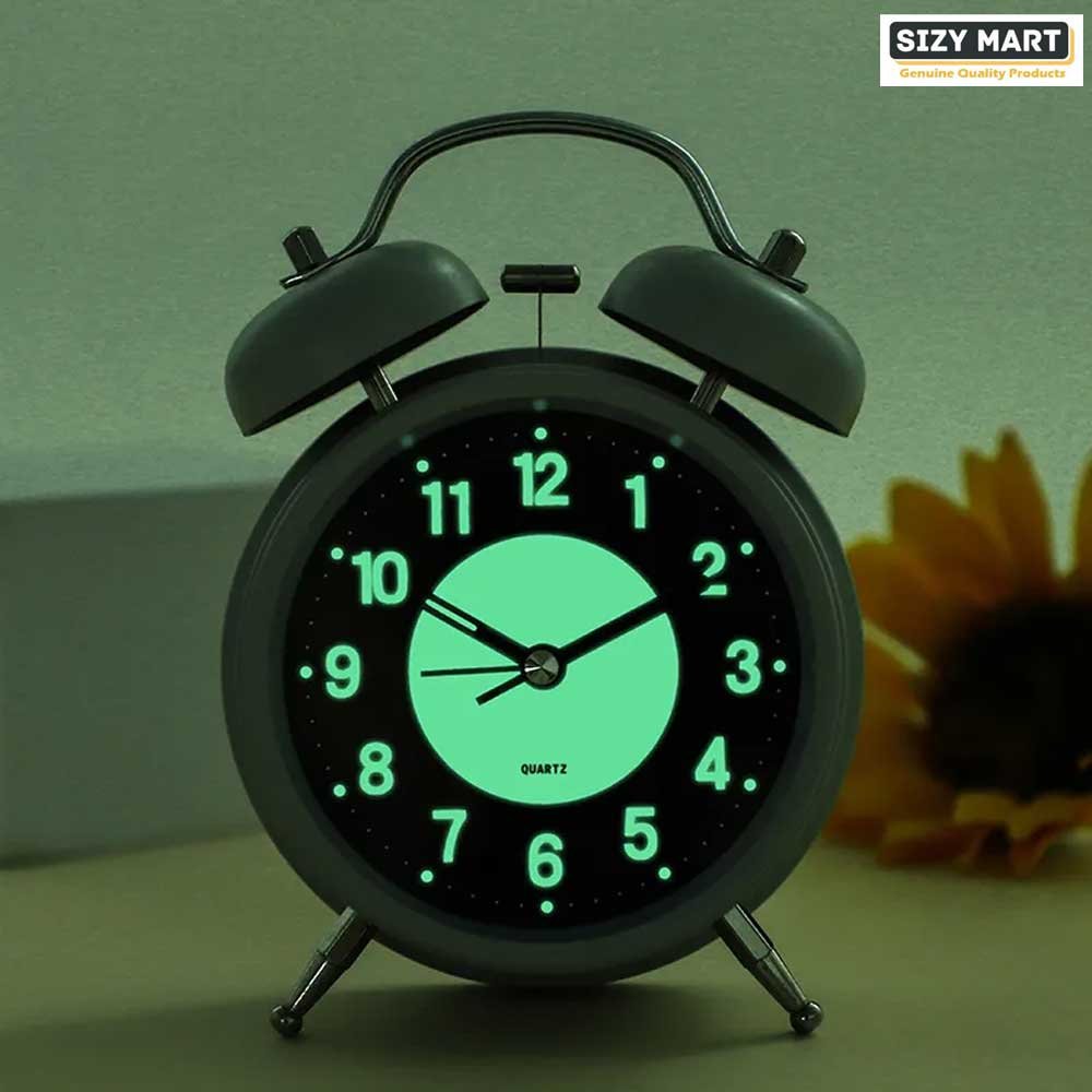 Super Loud Alarm Clock Silent Non-Ticking for Heavy Sleepers, Retro Twin Bell Alarm Clock with Backlight for Bedside for HomeSchoolOffice Black (8)