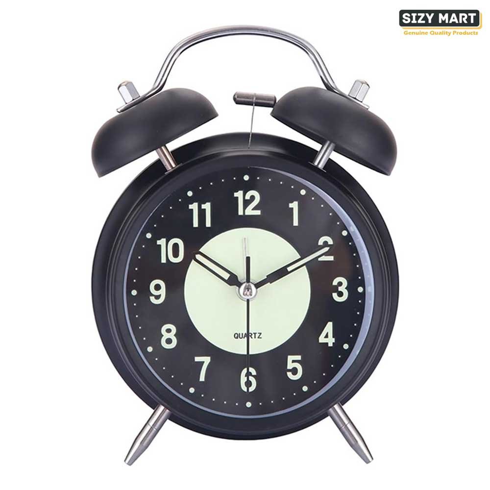 Super Loud Alarm Clock Silent Non-Ticking for Heavy Sleepers, Retro Twin Bell Alarm Clock with Backlight for Bedside for HomeSchoolOffice Black (9)